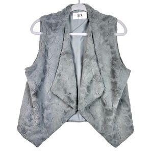 Jack by BB Dakota Gray Textured Faux Fur Vest M